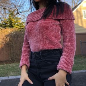 Forever 21 off the shoulder soft pink sweater